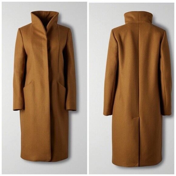 *Flawed Aritzia Wilfred The Cocoon Long Coat Wool Cashmere Camel Size XXS H14288 - Picture 3 of 15